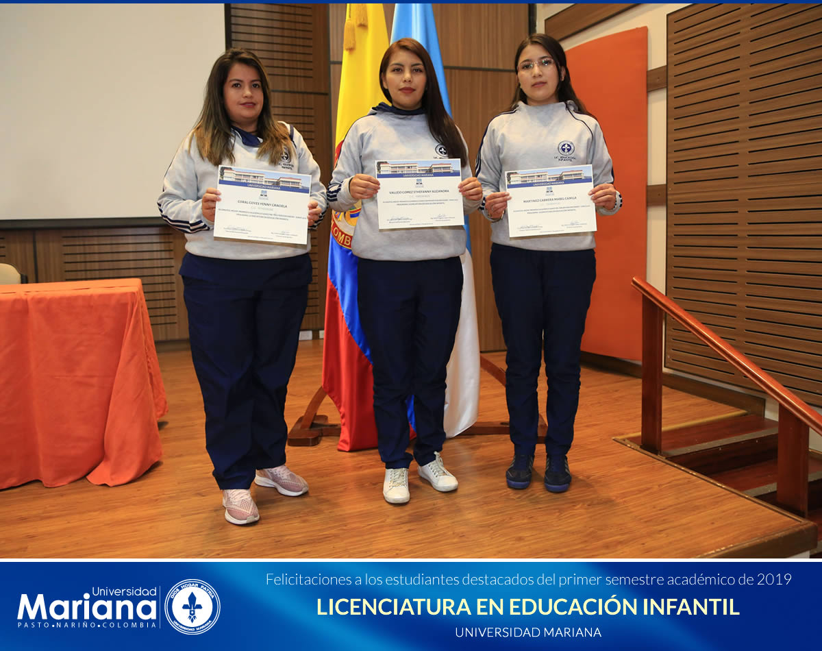 RECONOCIMIENTO ACADÉMICO A ESTUDIANTES DESTACADOS DE LA UNIVERSIDAD MARIANA - PRIMER SEMESTRE DE 2019